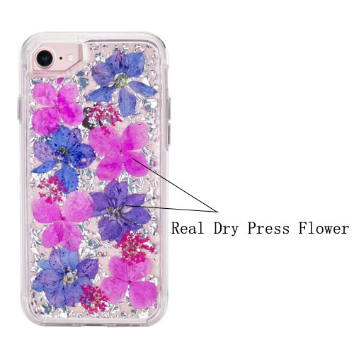 iPhone Korean Purple Pink Flowers All Glitters Phone Case for iPhone 6 7 8  s Plus X Xs XR XsMax 11 Pro Max –